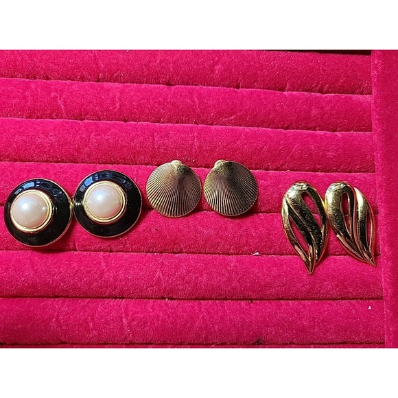Vintage Monet Earrings‎ For Pierced Ears 3 Pairs - Picture 1 of 8